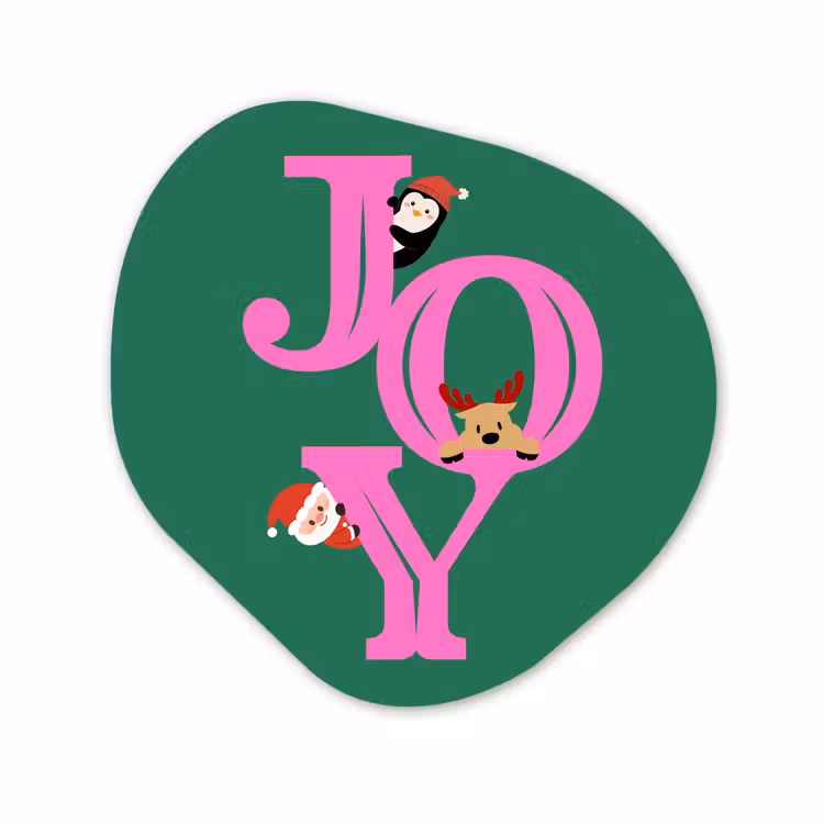 Organisch schilderij glas - Joy - Kerst - Animatie - Roze - Groen — 1