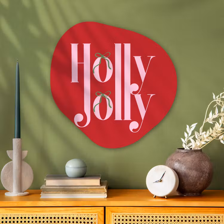 Organisch schilderij glas - Kerst - Roze - Rood - Tekst — 2