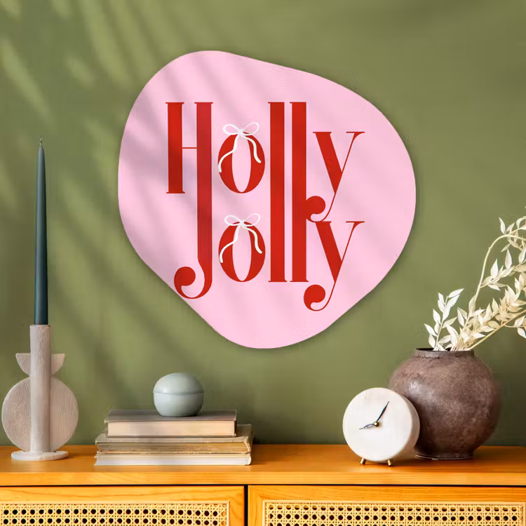 Organisch schilderij glas - Kerst - Tekst - Rood - Roze — 2