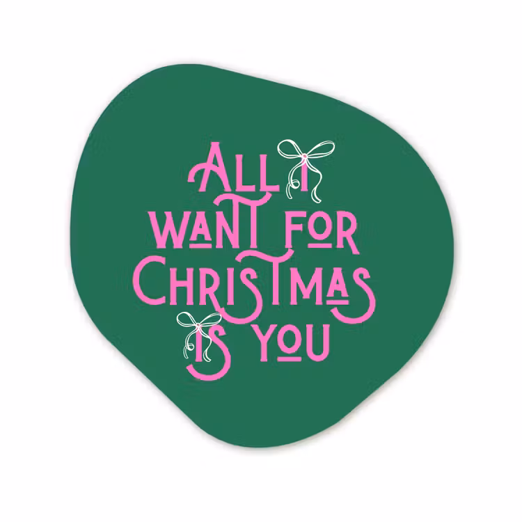 Organisch schilderij glas - Kerst - Tekst - Roze - Groen — 1