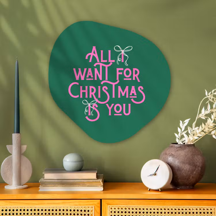 Organisch schilderij glas - Kerst - Tekst - Roze - Groen — 2