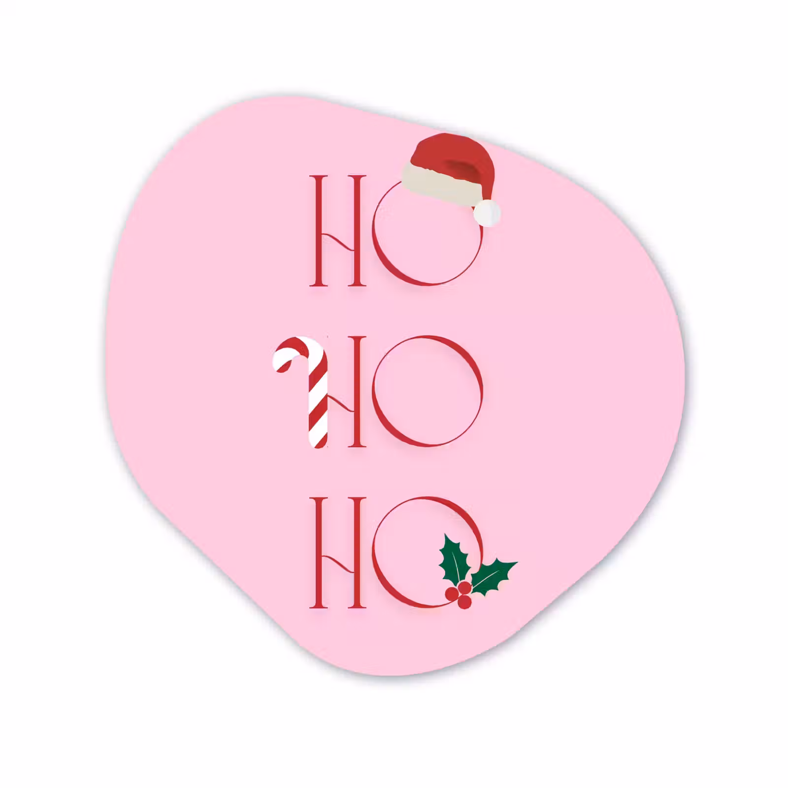 Organisch schilderij glas - Kerst - Tekst - Roze - Illustratie — 1