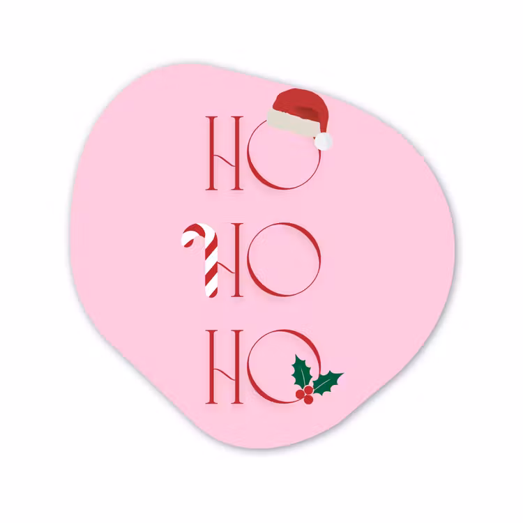 Organisch schilderij glas - Kerst - Tekst - Roze - Illustratie — 1