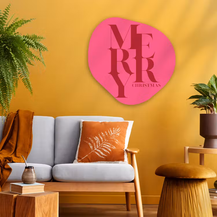 Organisch schilderij glas - Merry - Tekst - Kerst - Roze — 3