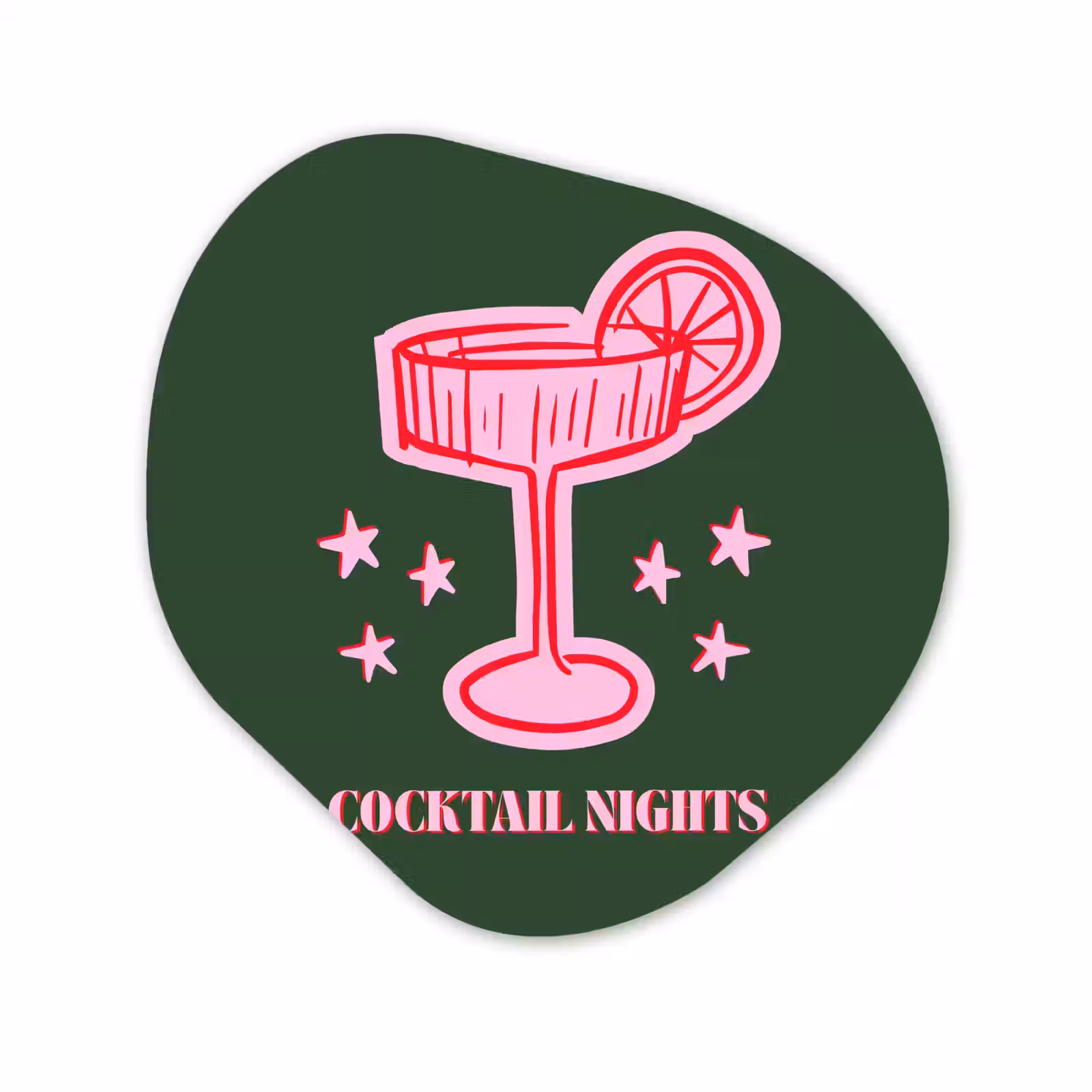 Organisch schilderij glas - Cocktail - Kerst - Roze - Groen — 1