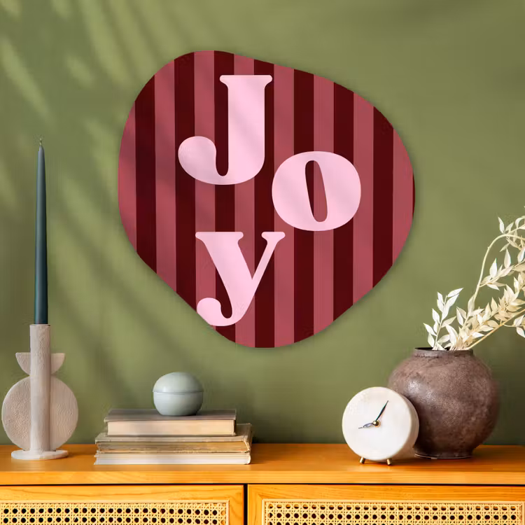 Organisch schilderij glas - Joy - Kerst - Tekst - Roze — 2
