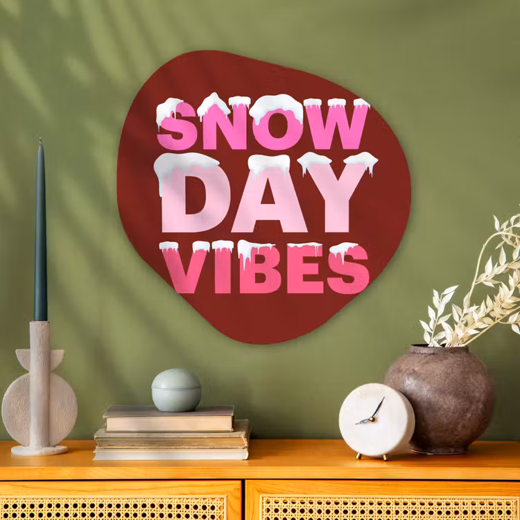 Organisch schilderij glas - Kerst - Tekst - Sneeuw - Rood - Roze — 2