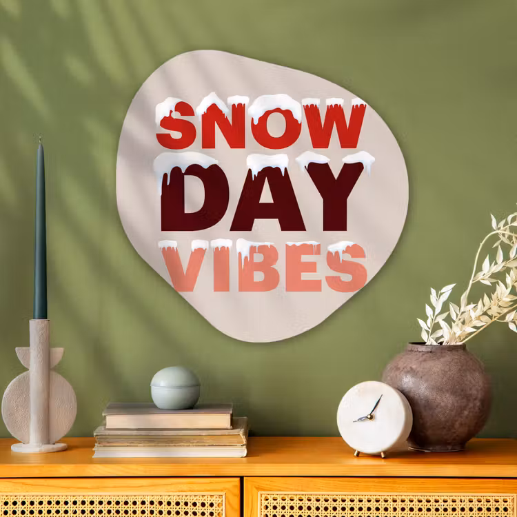 Organisch schilderij glas - Sneeuw - Kerst - Tekst - Rood — 2