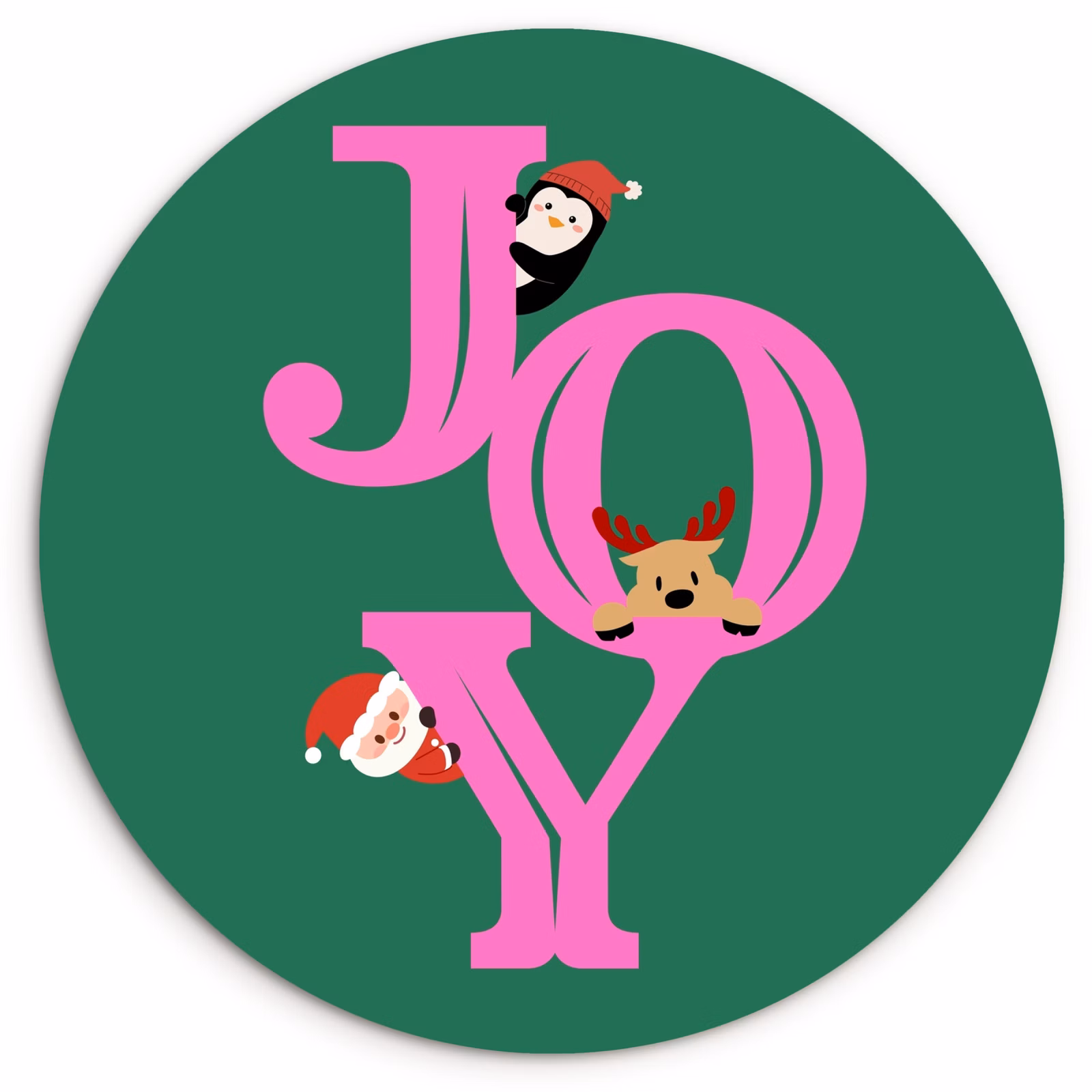 Muurcirkel glas - Joy - Kerst - Animatie - Roze - Groen — 1