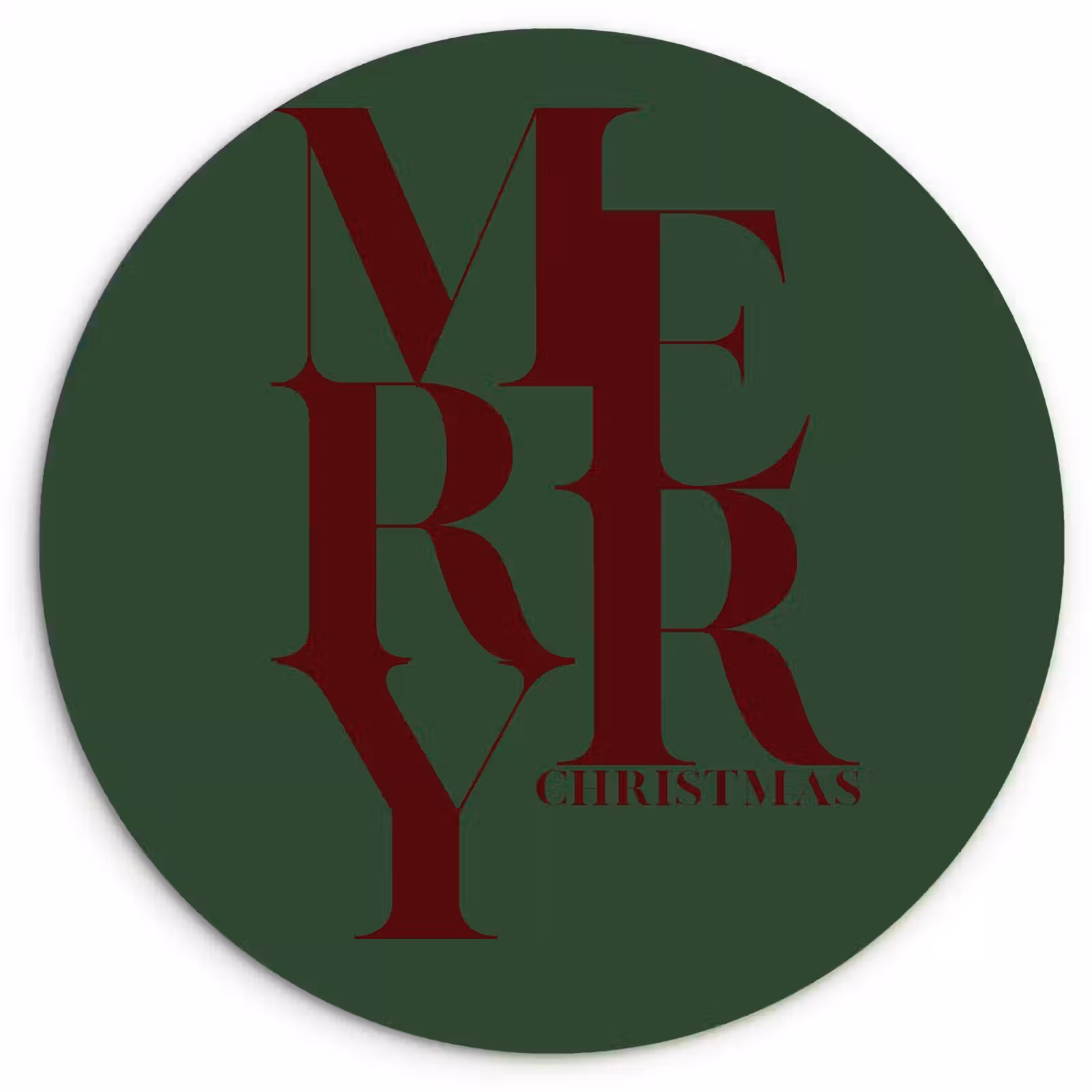 Muurcirkel glas - Merry - Tekst - Groen - Kerst — 1