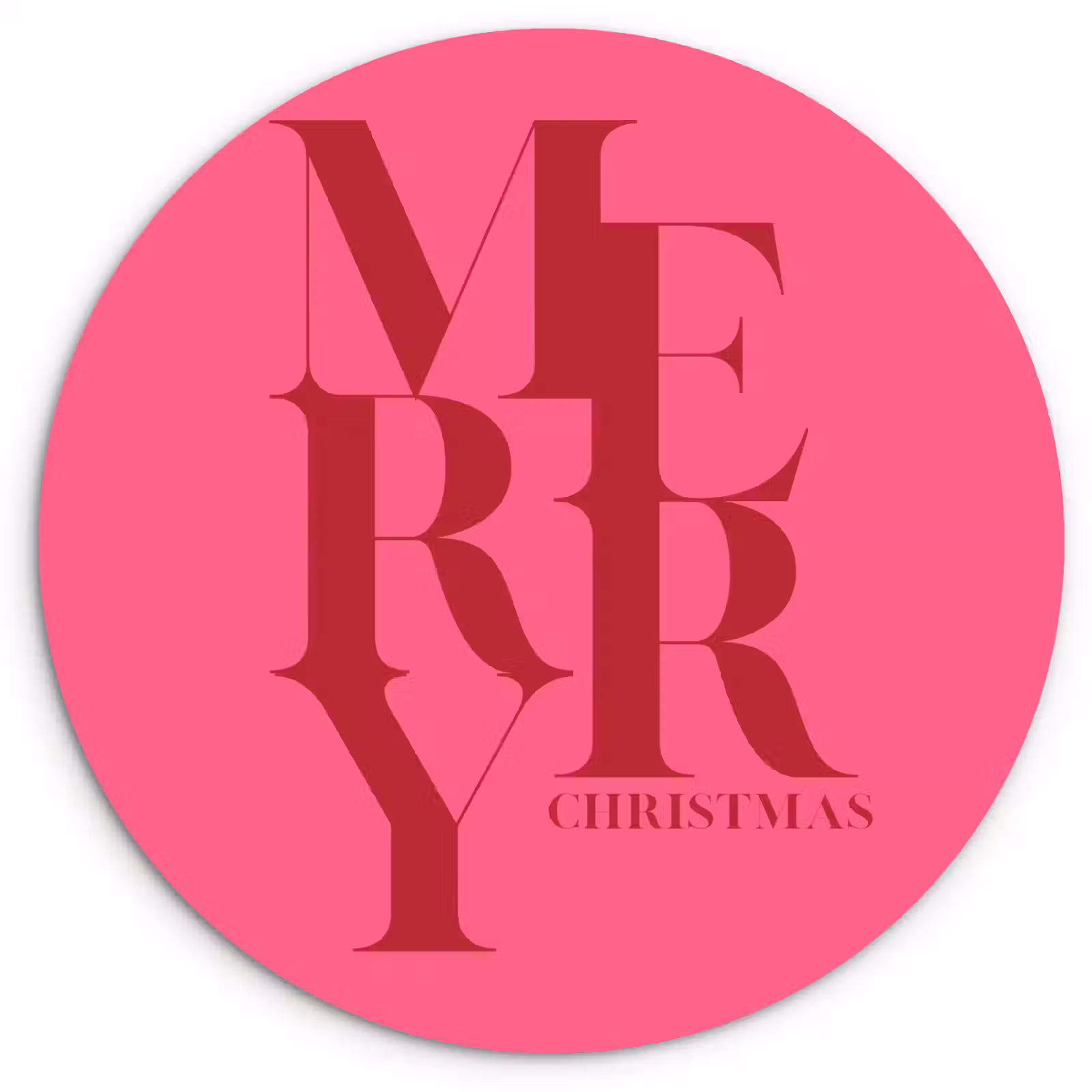 Muurcirkel glas - Merry - Tekst - Kerst - Roze — 1