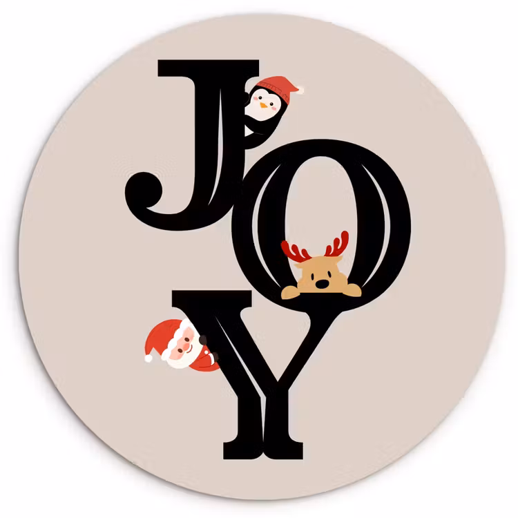 Muurcirkel glas - Joy - Animatie - Zwart - Kerst — 1