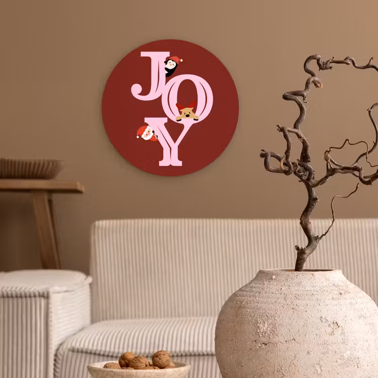 Muurcirkel glas - Joy - Kerst - Animatie - Rood - Roze — 2