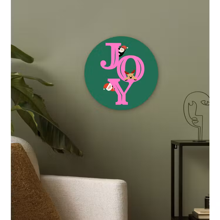 Muurcirkel glas - Joy - Kerst - Animatie - Roze - Groen — 3