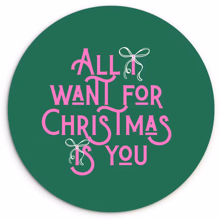 Muurcirkel glas - Kerst - Tekst - Roze - Groen — 1
