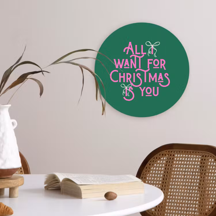 Muurcirkel glas - Kerst - Tekst - Roze - Groen — 4