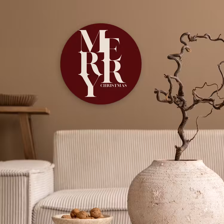 Muurcirkel glas - Merry - Tekst - Donker - Rood — 2