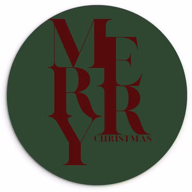 Muurcirkel glas - Merry - Tekst - Groen - Kerst — 1