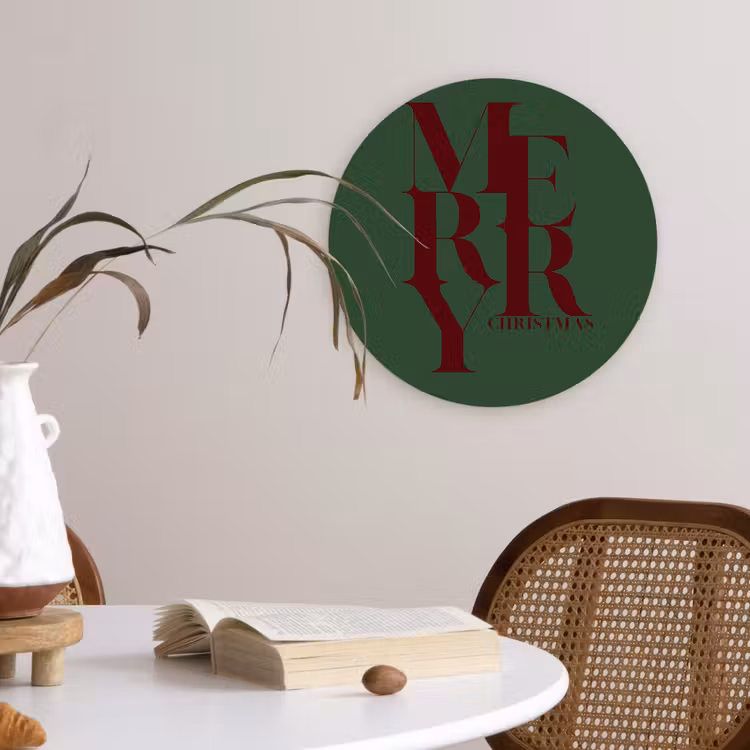 Muurcirkel glas - Merry - Tekst - Groen - Kerst — 4