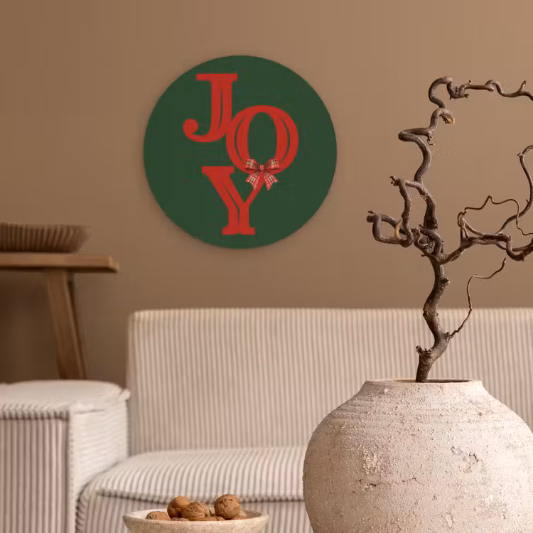 Muurcirkel glas - Tekst - Kerst - Rood — 2