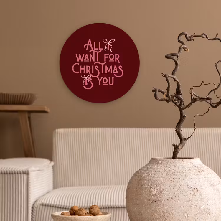 Muurcirkel glas - Tekst - Kerst - Rood - Roze — 2