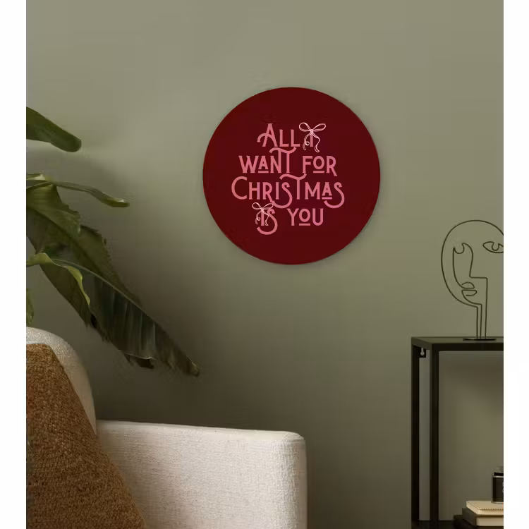 Muurcirkel glas - Tekst - Kerst - Rood - Roze — 3