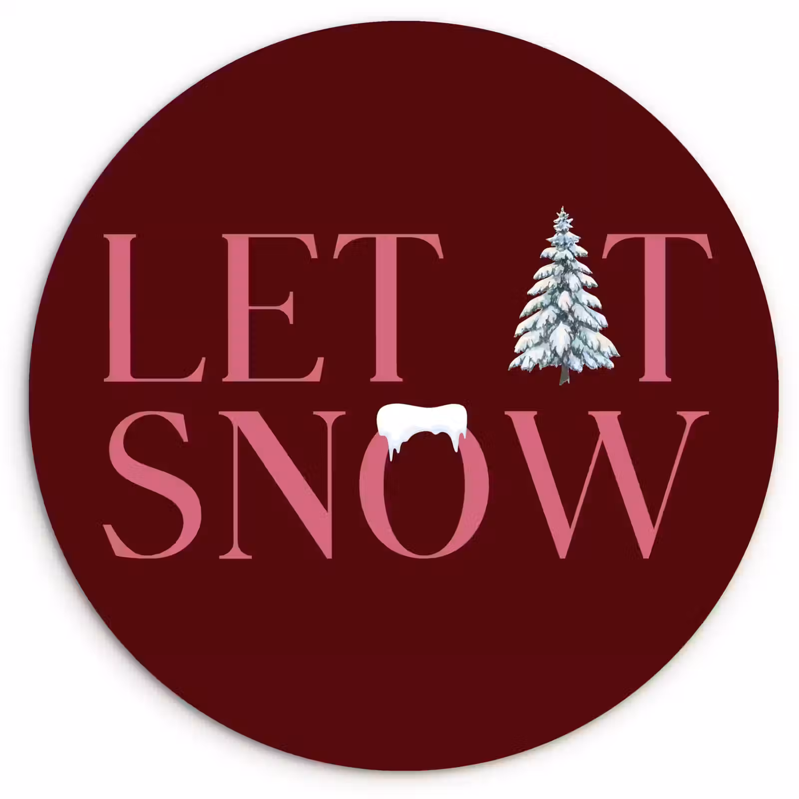 Muurcirkel glas - Tekst - Kerst - Sneeuw - Roze — 1