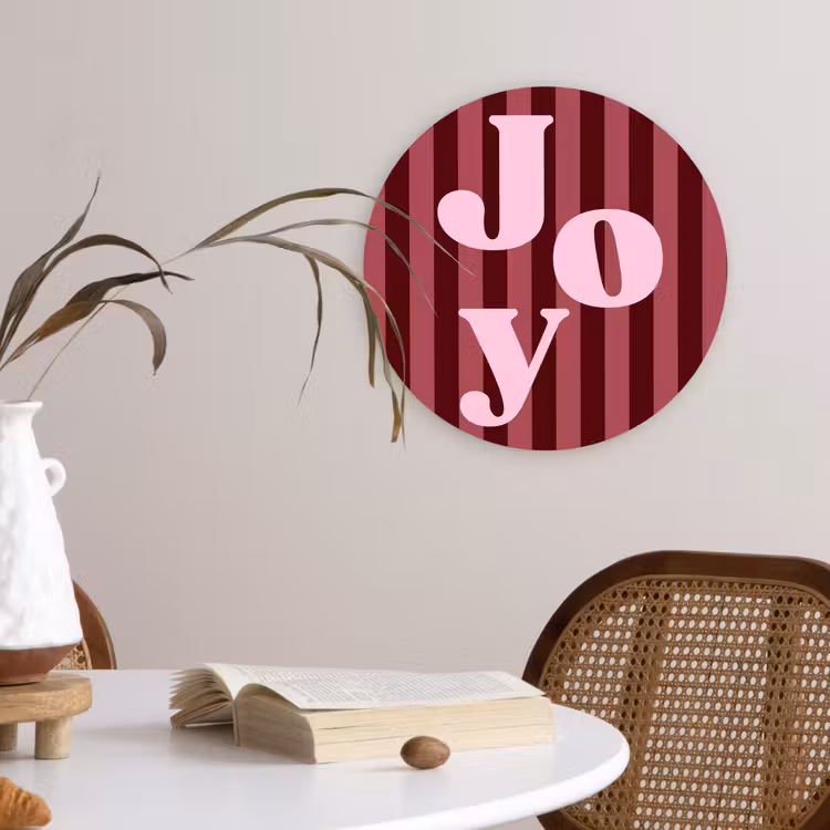 Muurcirkel glas - Joy - Kerst - Tekst - Roze — 4