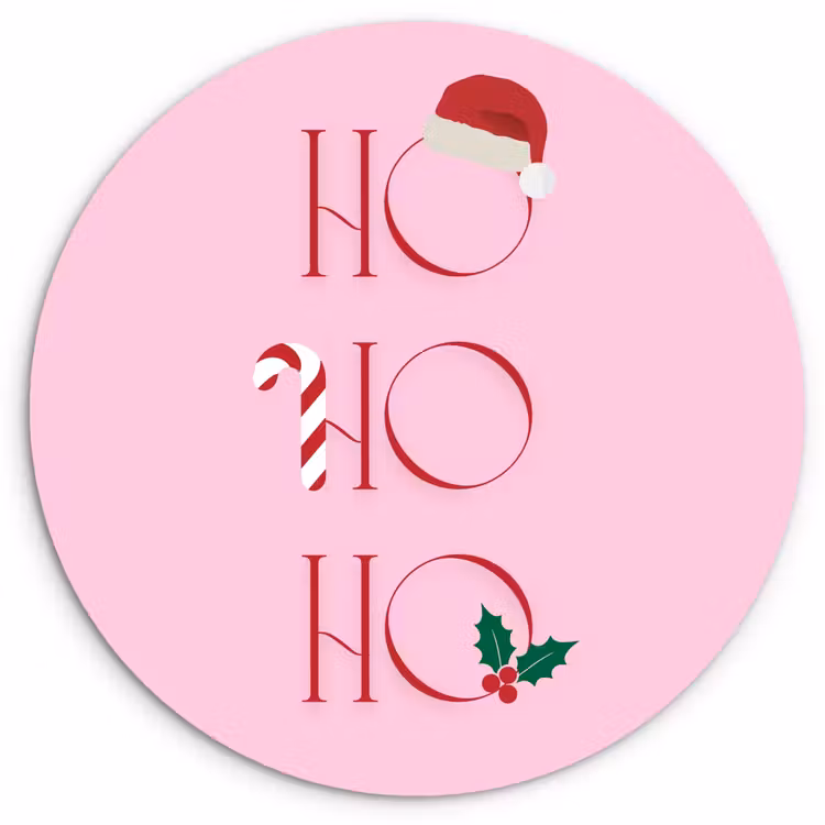 Muurcirkel glas - Kerst - Tekst - Roze - Illustratie — 1