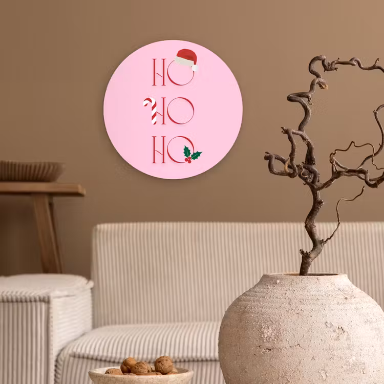 Muurcirkel glas - Kerst - Tekst - Roze - Illustratie — 2