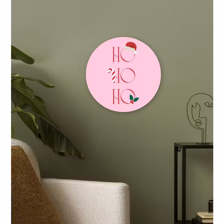 Muurcirkel glas - Kerst - Tekst - Roze - Illustratie — 3