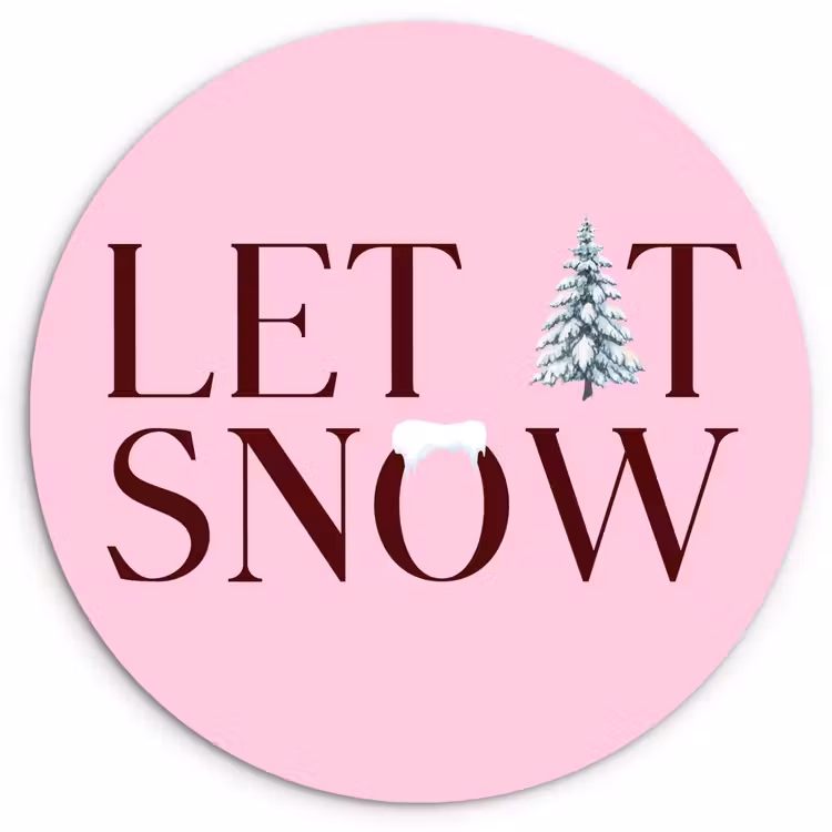 Muurcirkel glas - Kerst - Tekst - Sneeuw - Roze — 1