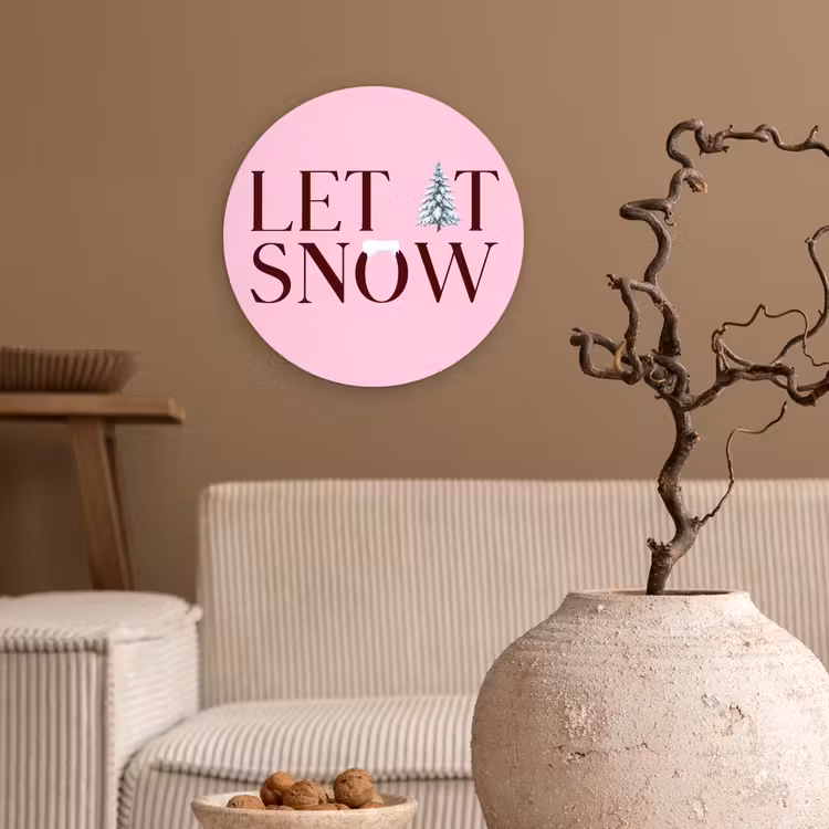 Muurcirkel glas - Kerst - Tekst - Sneeuw - Roze — 2