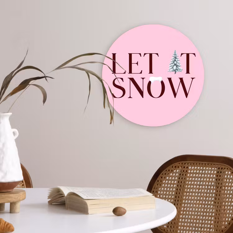 Muurcirkel glas - Kerst - Tekst - Sneeuw - Roze — 4