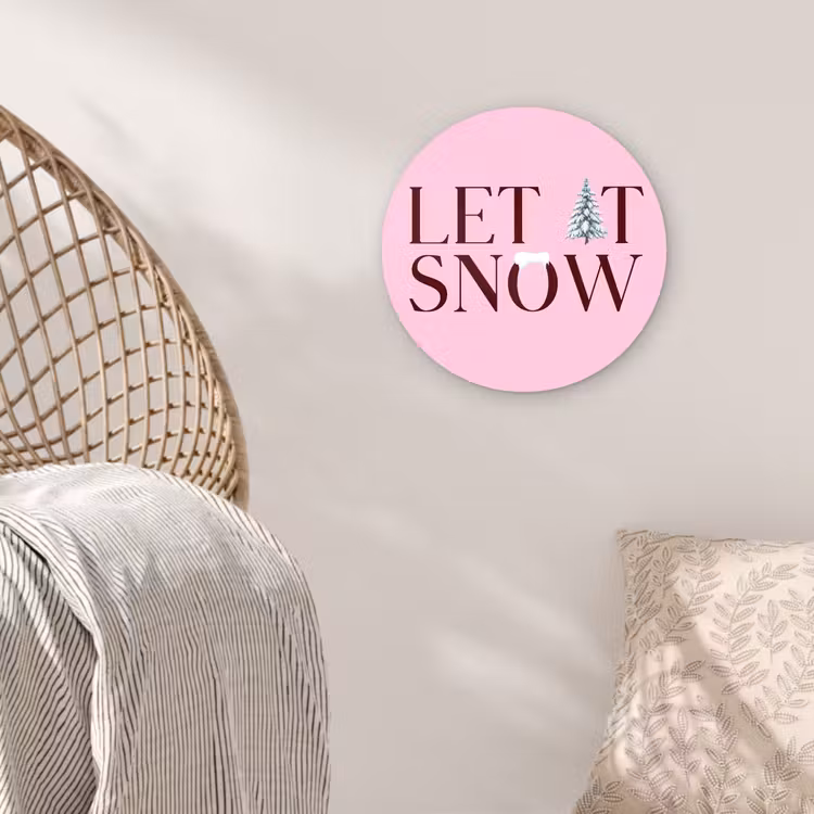 Muurcirkel glas - Kerst - Tekst - Sneeuw - Roze — 5