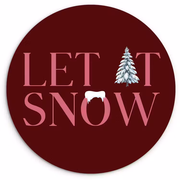 Muurcirkel glas - Tekst - Kerst - Sneeuw - Roze — 1