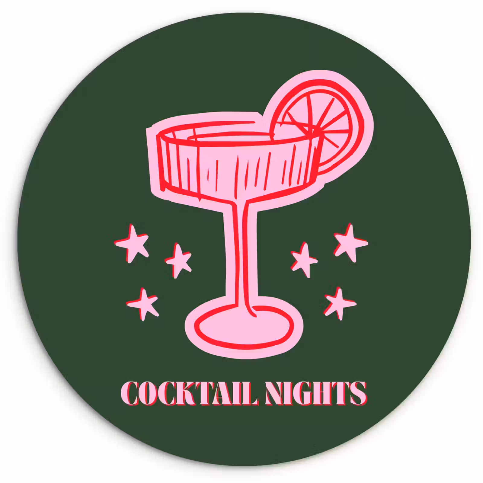 Muurcirkel glas - Cocktail - Kerst - Roze - Groen — 1