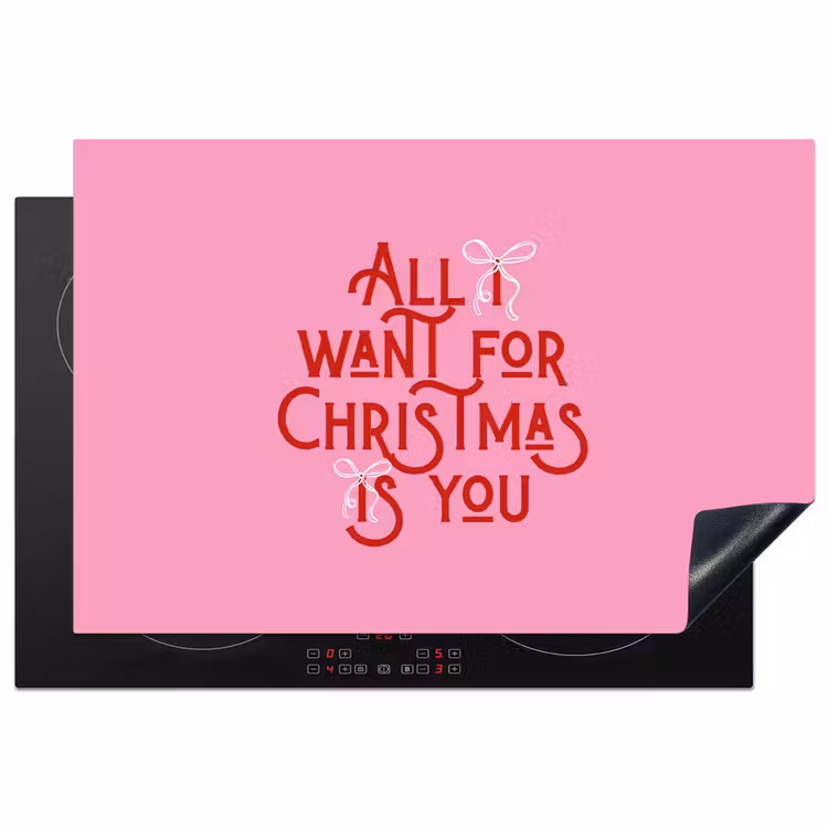 Inductiebeschermer - Tekst - Kerst - Roze - Rood — 1