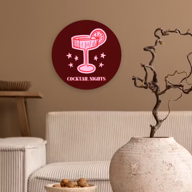 Muurcirkel glas - Cocktail - Kerst - Burgundy - Roze — 2