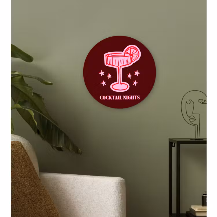 Muurcirkel glas - Cocktail - Kerst - Burgundy - Roze — 3