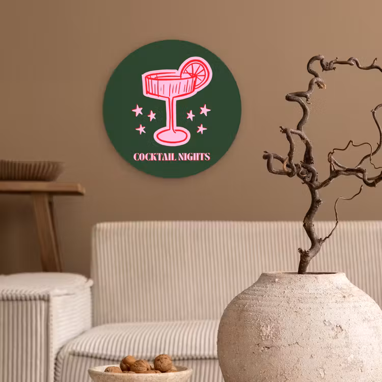 Muurcirkel glas - Cocktail - Kerst - Roze - Groen — 2