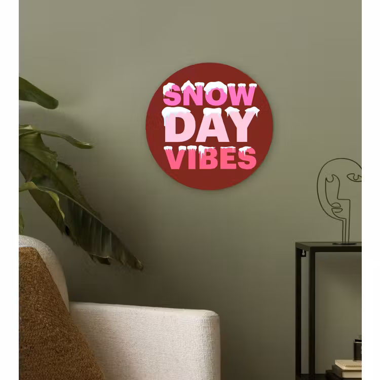 Muurcirkel glas - Kerst - Tekst - Sneeuw - Rood - Roze — 3