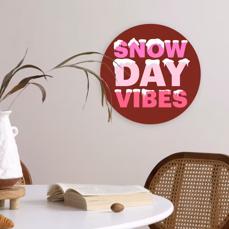 Muurcirkel glas - Kerst - Tekst - Sneeuw - Rood - Roze — 4