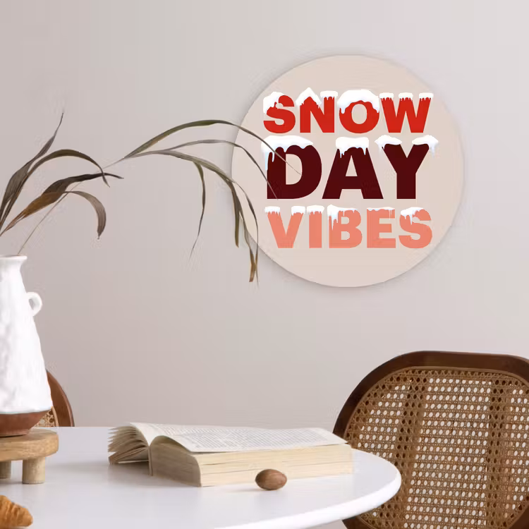 Muurcirkel glas - Sneeuw - Kerst - Tekst - Rood — 4