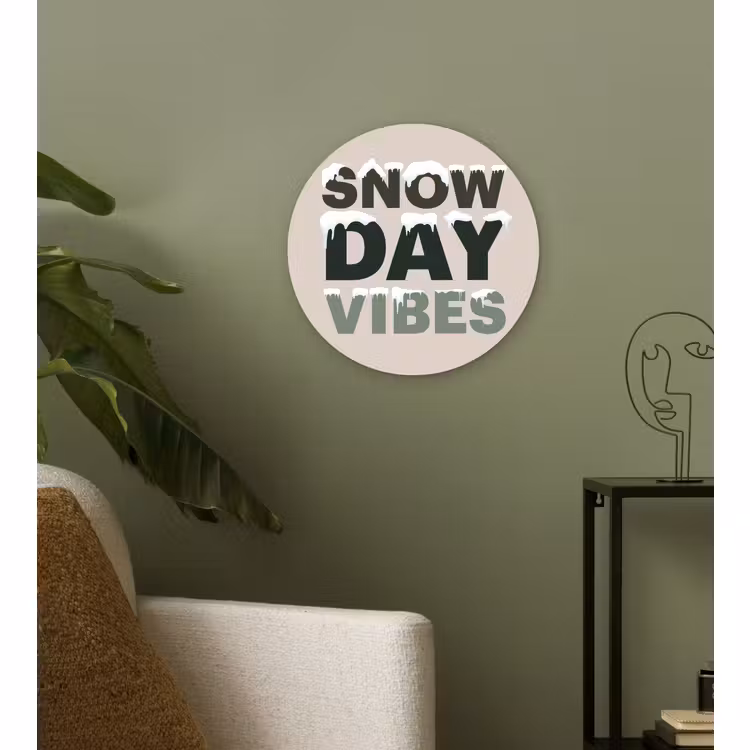 Muurcirkel glas - Sneeuw - Tekst - Kerst - Beige — 3