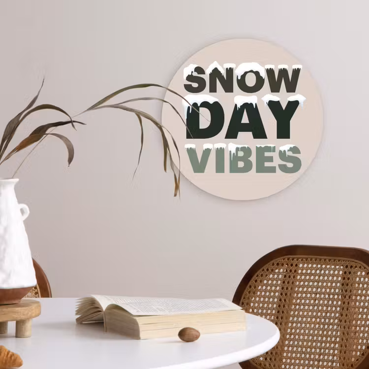 Muurcirkel glas - Sneeuw - Tekst - Kerst - Beige — 4