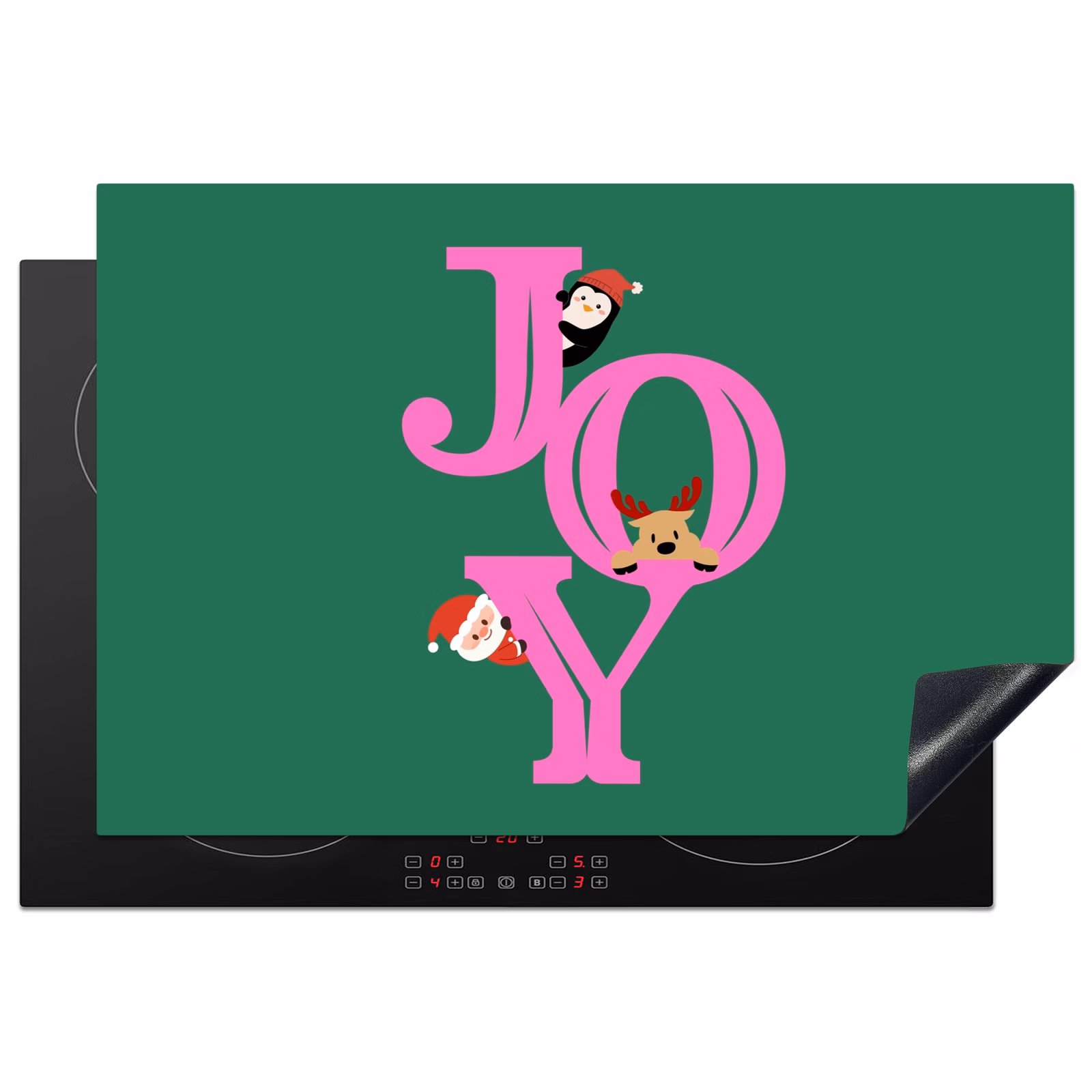 Inductiebeschermer - Joy - Kerst - Animatie - Roze - Groen β 1