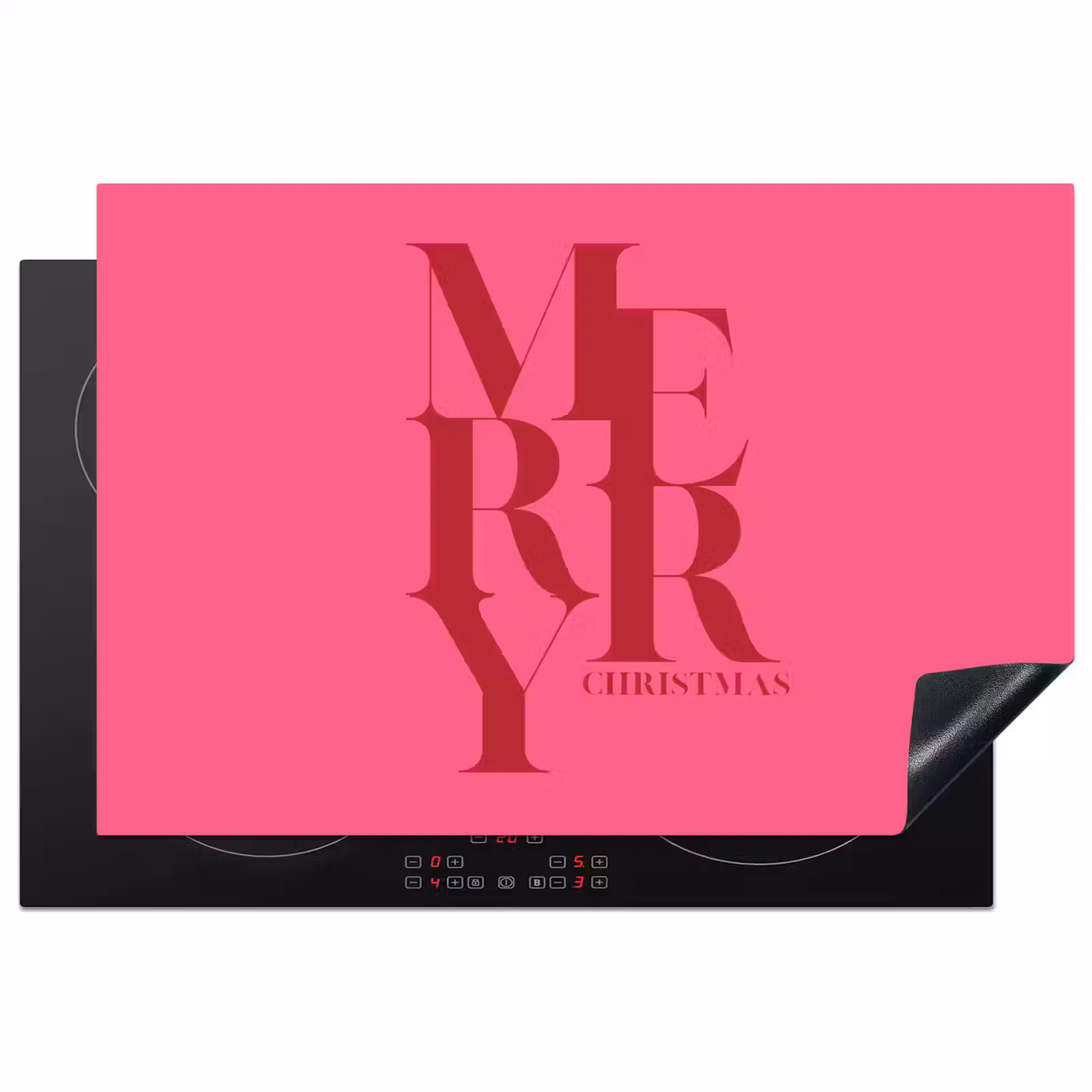Inductiebeschermer - Merry - Tekst - Kerst - Roze β 1
