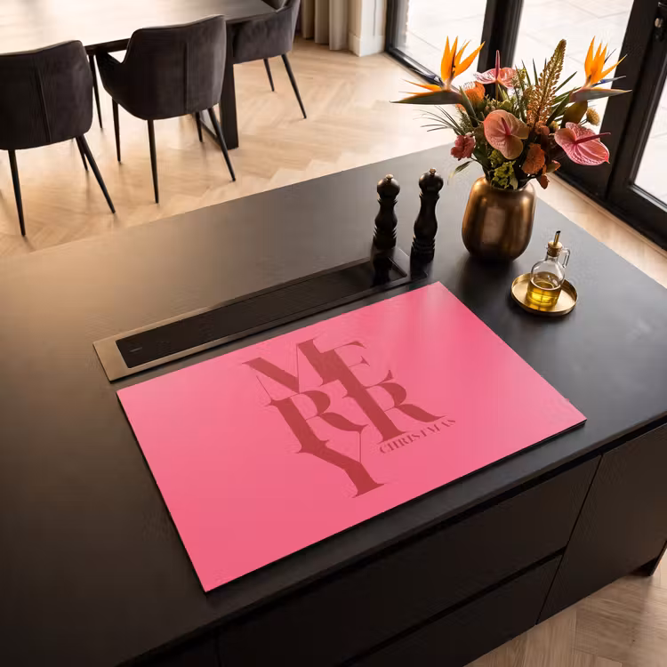 Inductiebeschermer - Merry - Tekst - Kerst - Roze β 2