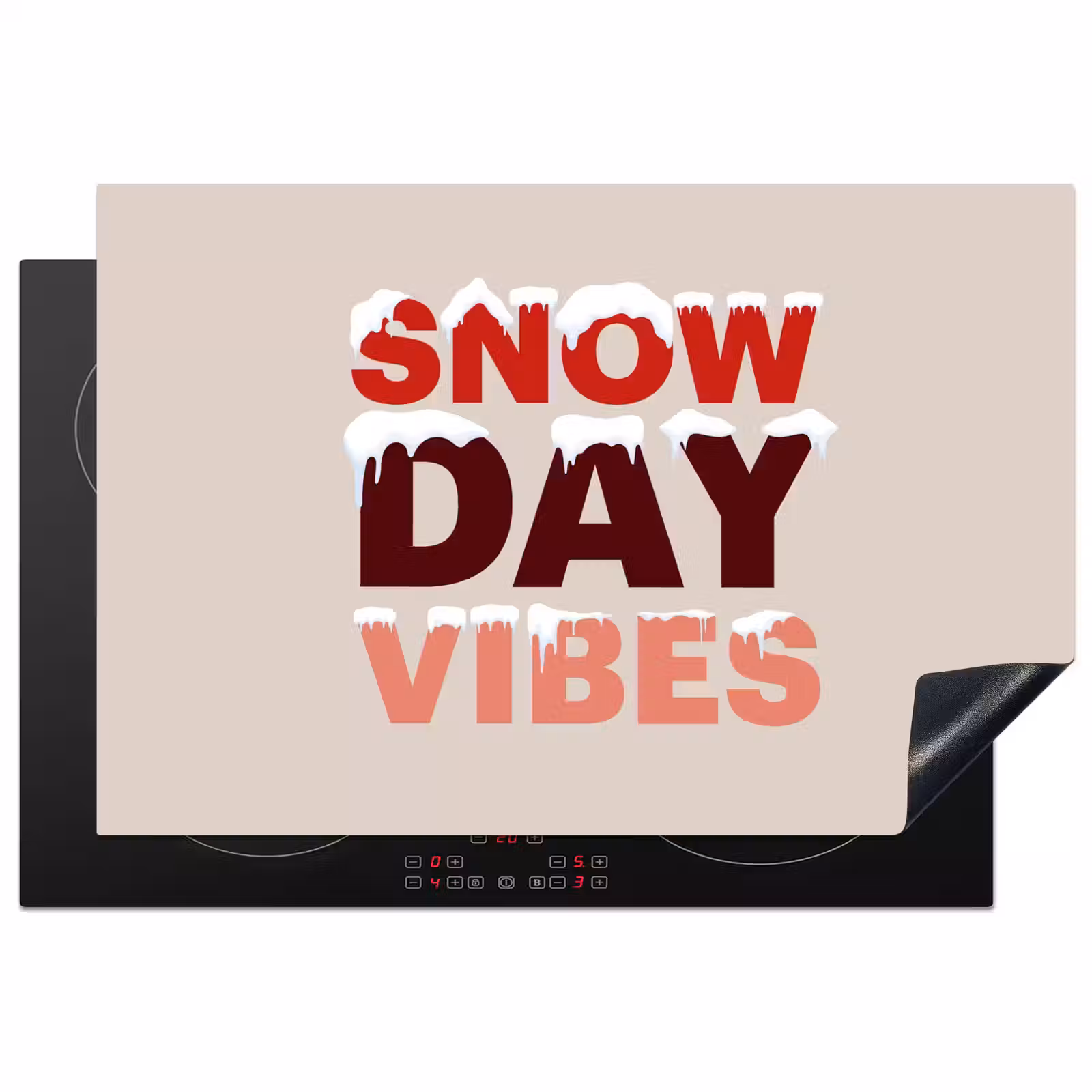 Inductiebeschermer - Sneeuw - Kerst - Tekst - Rood — 1